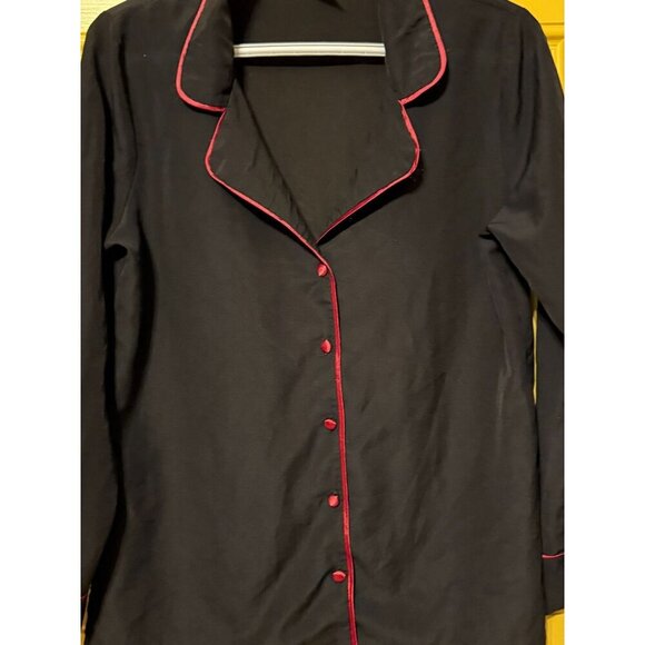 Frederick's of Hollywood Pajama Top Size Small Black Red Comfortable - Picture 4 of 5